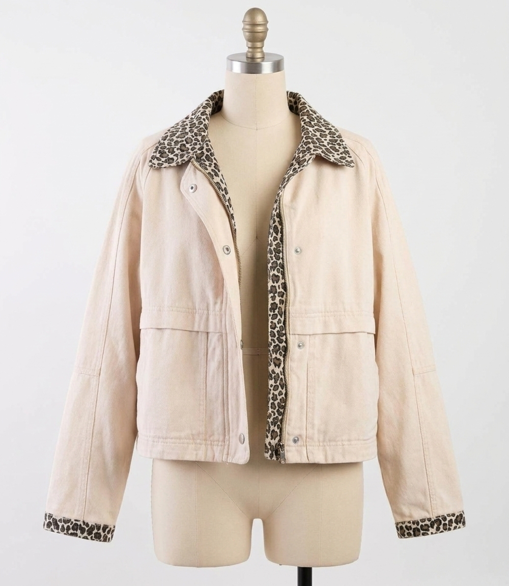 NEW EE:SOME wild side denim jacket in leopard